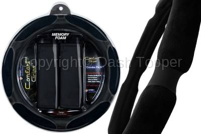 Black Multi Grip Steering Wheel Cover / 2 Black Seat Belt Cushions Combo Pack