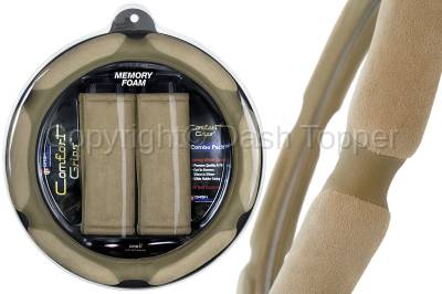 Tan Multi Grip Steering Wheel Cover / 2 Tan Seat Belt Cushions Combo Pack