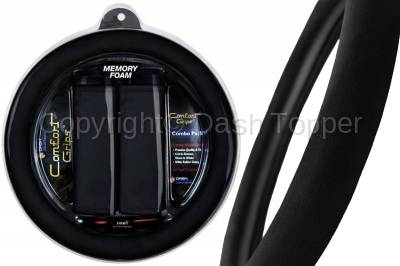 Topcessories - Comfort Grips™ Combo Packs - Black Ultra Plush Steering Wheel Cover / 2 Black Seat Belt Cushions Combo Pack
