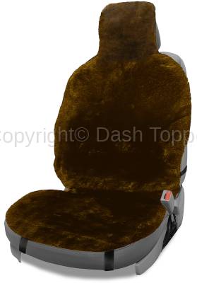 Seat Topper™ Sheepskin Topper Brown With Headrest Cover