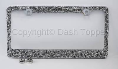 Topcessories - License Plate Frames - Clear/Silver Crushed Crystal License Plate Frame